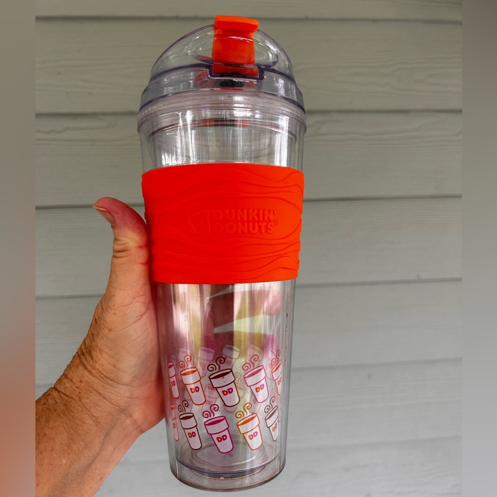Dunkin Donuts Acrylic Travel Tumbler Hot & Cold Reusable 2014 Grip Sipper Mug